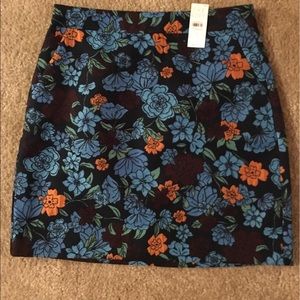 LOFT Floral Blue Orange Mini Skirt NWT